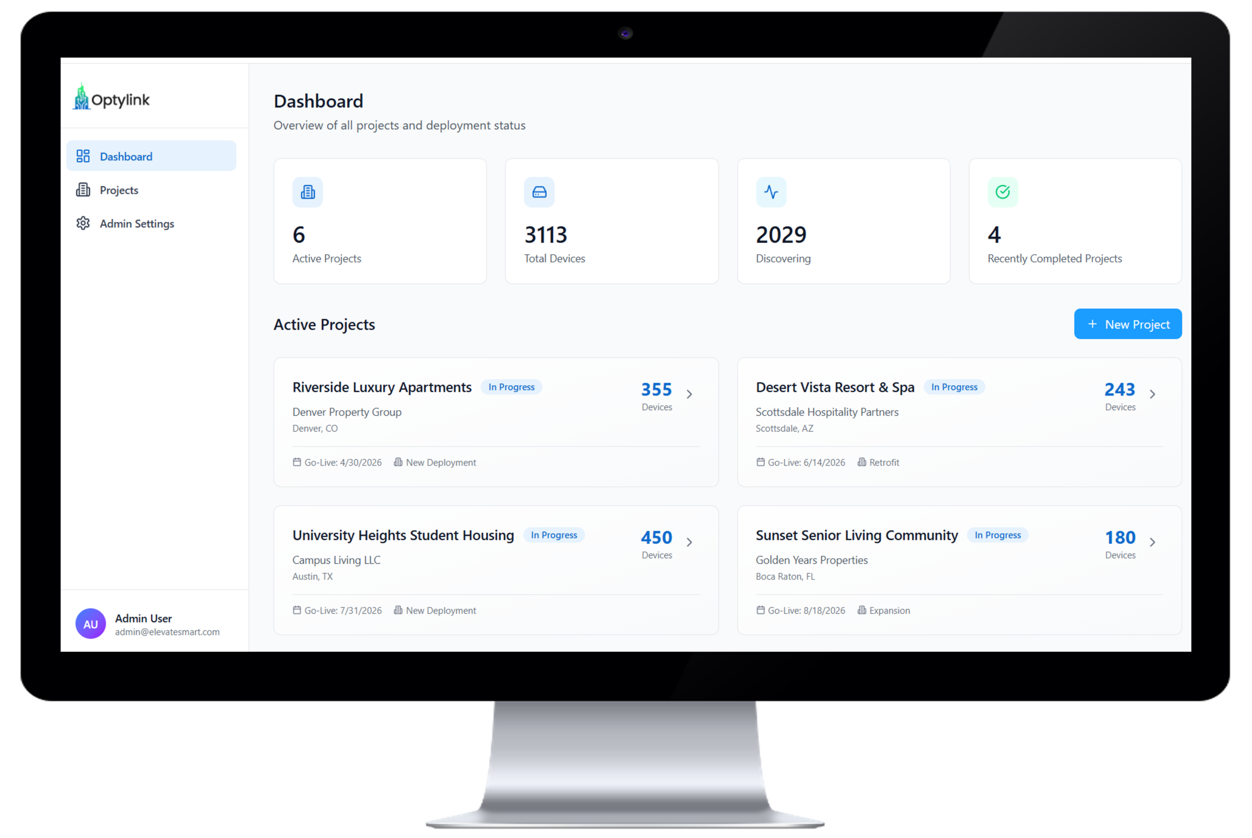 Optlylink Dashboard